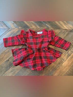Christmas Plaid Baby Dress Romper